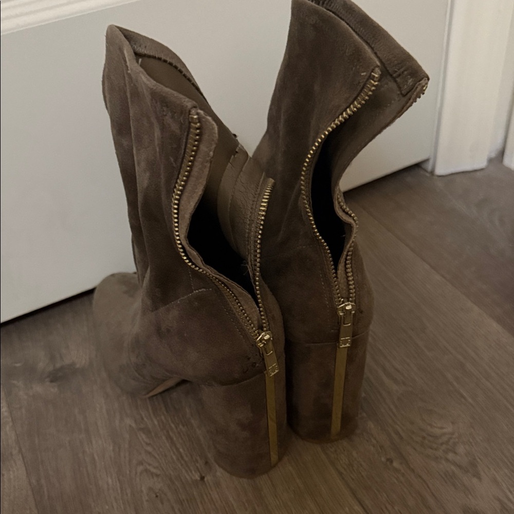 Ivanka Trump Dark Brown Suede Heeled Boots